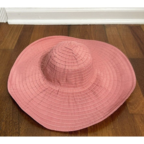 August Hat Company Packable Sun Beach Garden Hat Pink Polyester Wide Brim - Picture 5 of 7